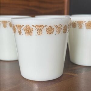 PYREX butterfly gold mugs X6